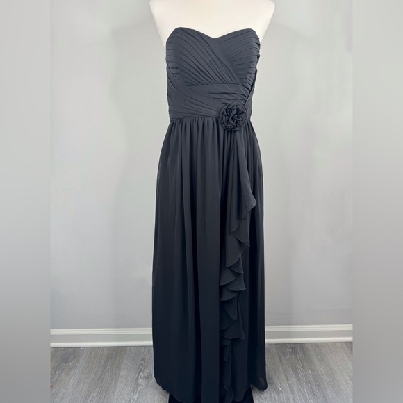 Bari Jay Empire Waist Gown Pleated Detail with Ruffle Prom Dress size 8 Black - Picture 11 of 12